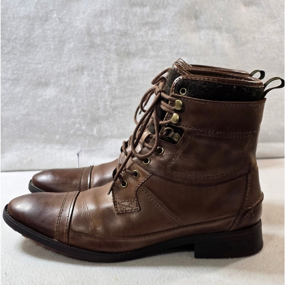 ZARA MAN Leather Lace Up Ankle Boots Brown Cap Toe Size 10/ 43 EU - Picture 9 of 11
